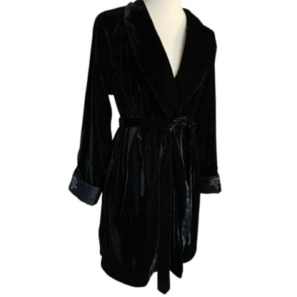 Jillian Jones Vintage Velevet Dressing Gown- Velure Short Robe Women's Small - Picture 4 of 12